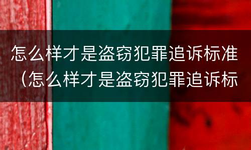 怎么样才是盗窃犯罪追诉标准（怎么样才是盗窃犯罪追诉标准问题）