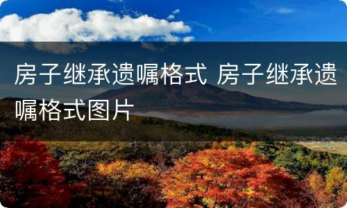 房子继承遗嘱格式 房子继承遗嘱格式图片