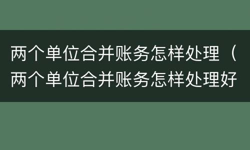 两个单位合并账务怎样处理（两个单位合并账务怎样处理好）