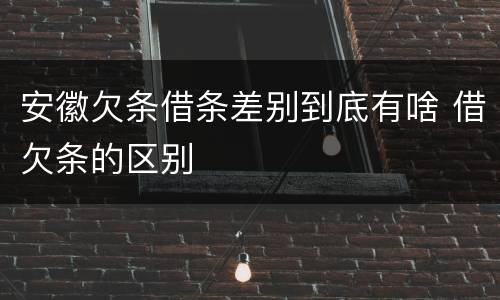 安徽欠条借条差别到底有啥 借欠条的区别