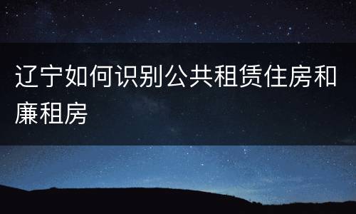 辽宁如何识别公共租赁住房和廉租房