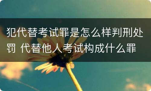 犯代替考试罪是怎么样判刑处罚 代替他人考试构成什么罪