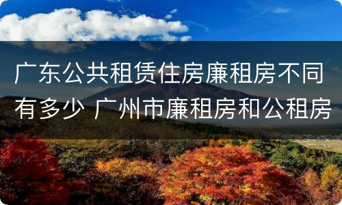 广东公共租赁住房廉租房不同有多少 广州市廉租房和公租房的区别
