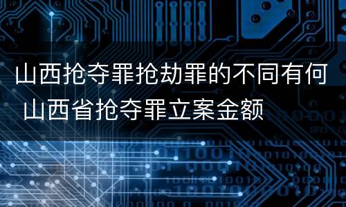 山西抢夺罪抢劫罪的不同有何 山西省抢夺罪立案金额