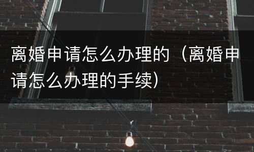 离婚申请怎么办理的（离婚申请怎么办理的手续）