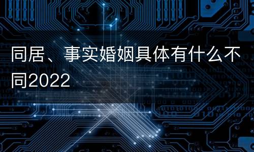 同居、事实婚姻具体有什么不同2022