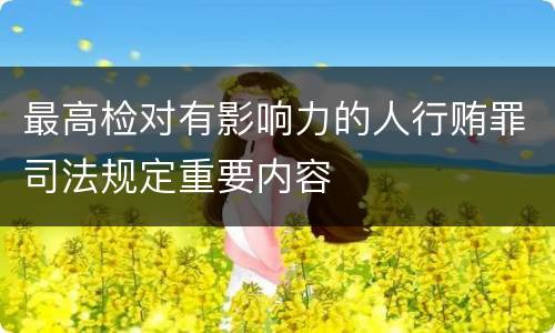 最高检对有影响力的人行贿罪司法规定重要内容