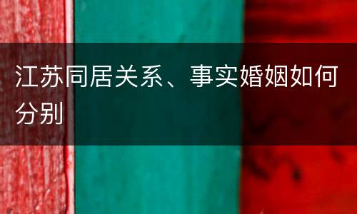 江苏同居关系、事实婚姻如何分别