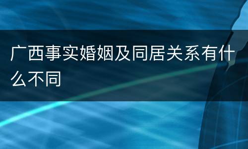 广西事实婚姻及同居关系有什么不同