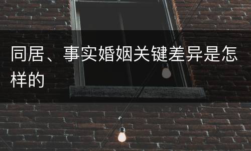 同居、事实婚姻关键差异是怎样的