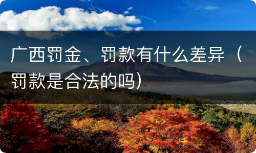 广西罚金、罚款有什么差异（罚款是合法的吗）
