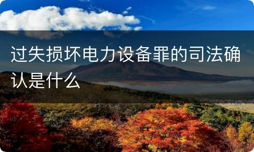 过失损坏电力设备罪的司法确认是什么
