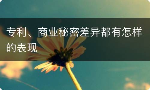 专利、商业秘密差异都有怎样的表现