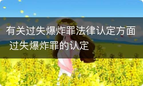 有关过失爆炸罪法律认定方面 过失爆炸罪的认定