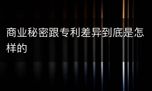 商业秘密跟专利差异到底是怎样的