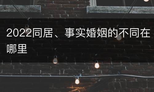 2022同居、事实婚姻的不同在哪里