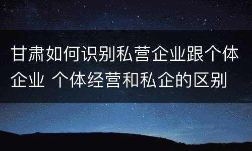 甘肃如何识别私营企业跟个体企业 个体经营和私企的区别