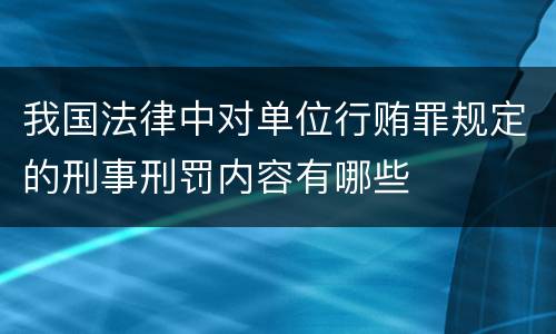 我国法律中对单位行贿罪规定的刑事刑罚内容有哪些