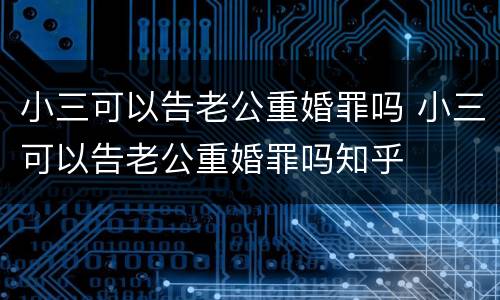 小三可以告老公重婚罪吗 小三可以告老公重婚罪吗知乎