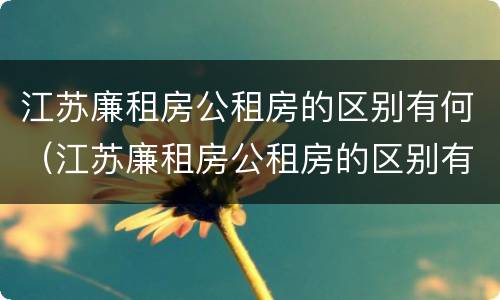 江苏廉租房公租房的区别有何（江苏廉租房公租房的区别有何不同）