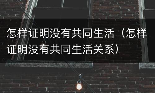 怎样证明没有共同生活（怎样证明没有共同生活关系）