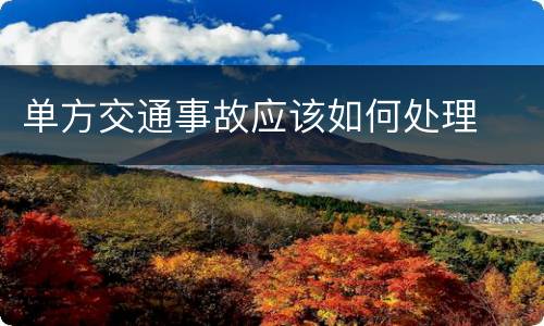 单方交通事故应该如何处理