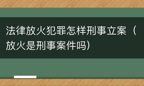 法律放火犯罪怎样刑事立案（放火是刑事案件吗）