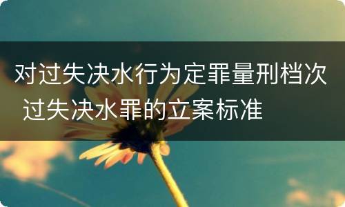 对过失决水行为定罪量刑档次 过失决水罪的立案标准