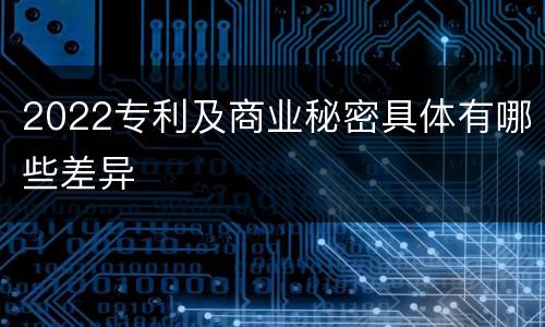 2022专利及商业秘密具体有哪些差异