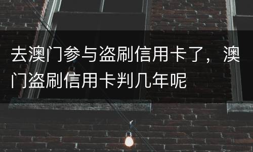 去澳门参与盗刷信用卡了，澳门盗刷信用卡判几年呢