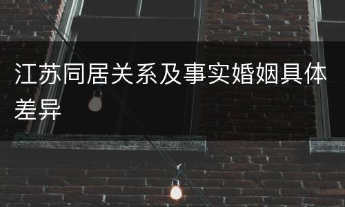 江苏同居关系及事实婚姻具体差异