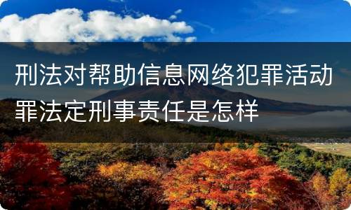 刑法对帮助信息网络犯罪活动罪法定刑事责任是怎样