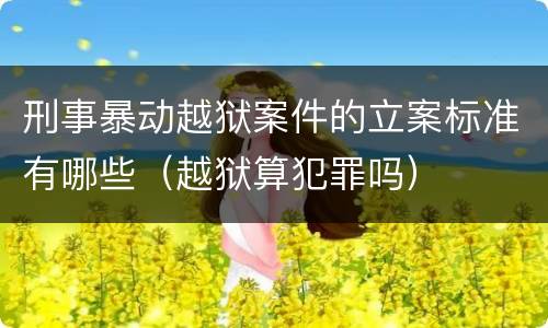 刑事暴动越狱案件的立案标准有哪些（越狱算犯罪吗）