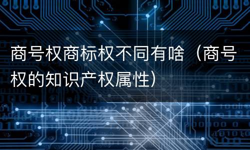 商号权商标权不同有啥（商号权的知识产权属性）