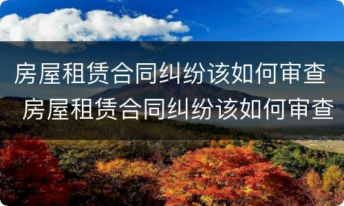 房屋租赁合同纠纷该如何审查 房屋租赁合同纠纷该如何审查呢