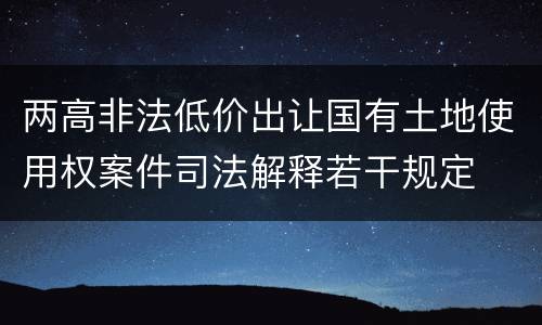 两高非法低价出让国有土地使用权案件司法解释若干规定