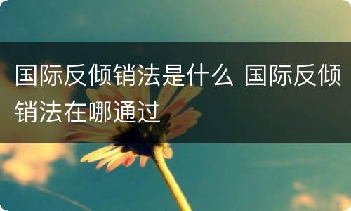 国际反倾销法是什么 国际反倾销法在哪通过