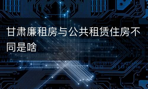 甘肃廉租房与公共租赁住房不同是啥