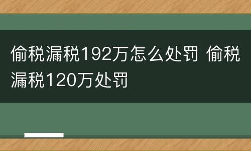 偷税漏税192万怎么处罚 偷税漏税120万处罚