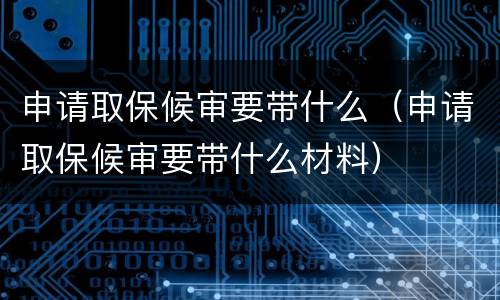 申请取保候审要带什么（申请取保候审要带什么材料）