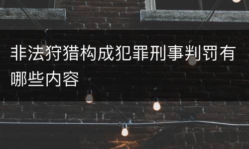 非法狩猎构成犯罪刑事判罚有哪些内容