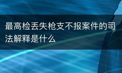 最高检丢失枪支不报案件的司法解释是什么