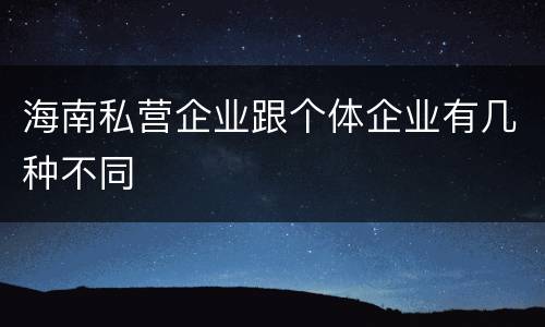 海南私营企业跟个体企业有几种不同