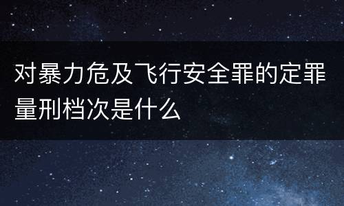 对暴力危及飞行安全罪的定罪量刑档次是什么