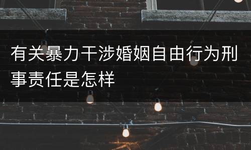 有关暴力干涉婚姻自由行为刑事责任是怎样