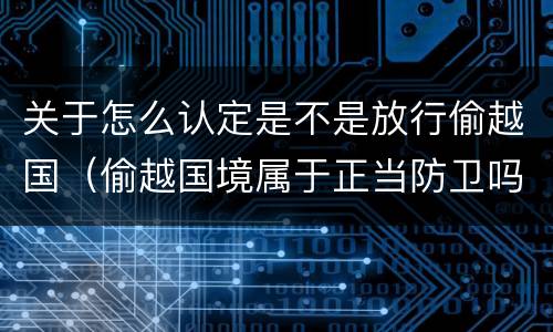 关于怎么认定是不是放行偷越国（偷越国境属于正当防卫吗）