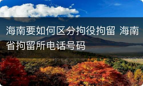 海南要如何区分拘役拘留 海南省拘留所电话号码
