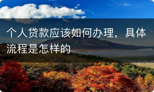 个人贷款应该如何办理，具体流程是怎样的