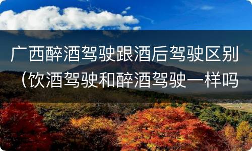 广西醉酒驾驶跟酒后驾驶区别（饮酒驾驶和醉酒驾驶一样吗）
