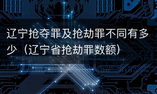 辽宁抢夺罪及抢劫罪不同有多少（辽宁省抢劫罪数额）